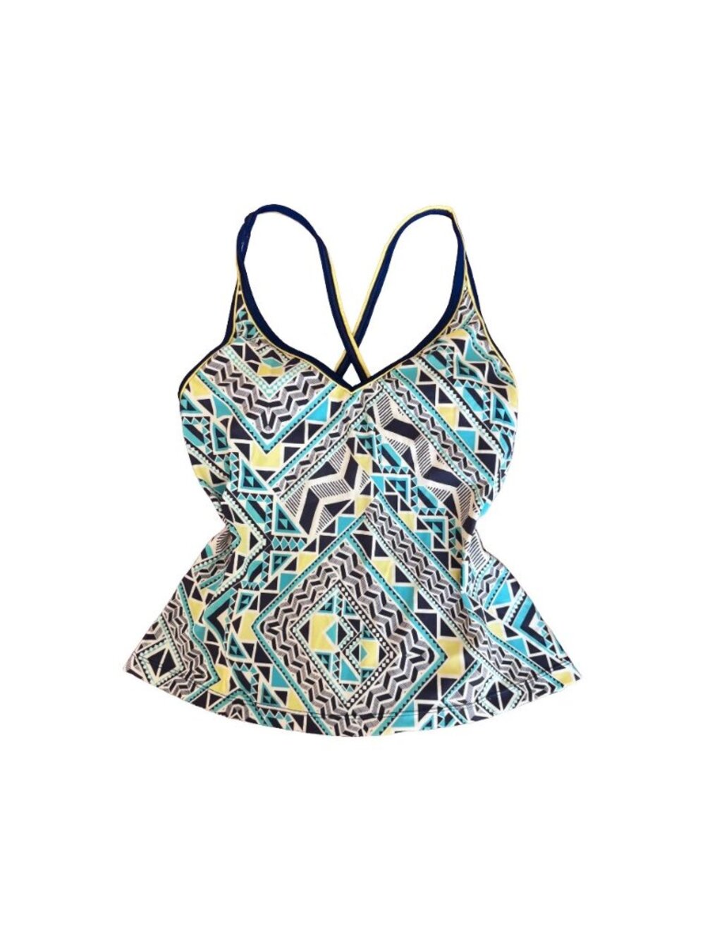 South Point Geometric Aztec Print Tankini Top Vintage 2000s Y2K Swimwear Size M